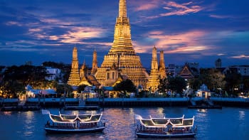 night view on wat arun in bangkok, thailand