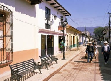 a tiny street in chiapas, mexico