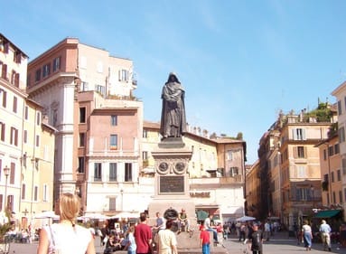 giordano bruno monument on campo square in rome, italy