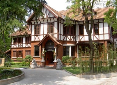 a europeanstyle middle age two-story mension in shanghai, china