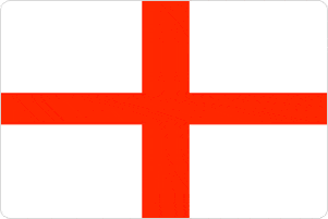 English flag with a red cross on the white background