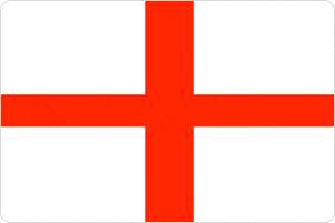 TEFL Ceritificate London English flag with a red cross on the white background