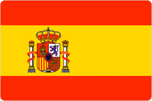 Spainish Flag with two red, one golden stripe and the coat of arms